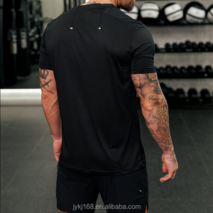 <span class=keywords><strong>T</strong></span>-<span class=keywords><strong>shirt</strong></span> de sport pour homme en mesh respirant léger à ourlet coupé en spandex, personnalisé OEM, séchage rapide, idéal pour la course et la gym - Product Image 2