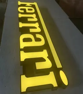 工厂3d信光通道发光二极管标志36英寸不锈钢黄色烤漆侧照明发光二极管字母