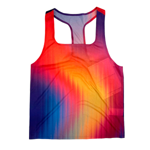 Gilets de sport sans manches personnalisés avec impression couleur, <span class=keywords><strong>en</strong></span> <span class=keywords><strong>maille</strong></span> polyester respirante, coupe ample, pour hommes - Product Image 2