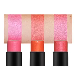 OEM Populer Cream Blush Stick Label Pribadi 3 Warna 3 In 1 Shimmer Perona Pipi Tunggal