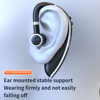 Earphone GL20 Single Ear Portable Earbud Bluetooth untuk Panggilan Bisnis, Ear Clip Sport, Headset Nirkabel Single Ear Tahan Air dengan Earhook GL20
