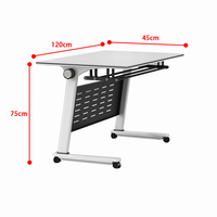 Table de formation commerciale avec roulettes, cadre métallique réglable en hauteur, bureau pour salle de classe, mobilier scolaire