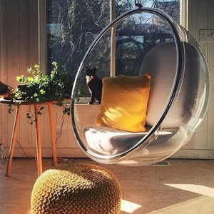 Altalena da Patio Moderna in Metallo - <span class=keywords><strong>Sedia</strong></span> a Dondolo in Acrilico Dorato, Arredo da Giardino per Esterni - Product Image 3