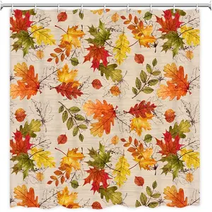 Automne feuille feuilles d'érable rideau de douche automne plantes Polyester tissu impression salle de bain rideaux tissu imperméable rideaux de douche