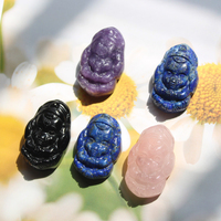 En gros 3cm Naturel Mixte De Pierres Précieuses Cristal Garnesh Inde Culture Ganesh Éléphant Dieu Sculpture Collier Pendentif pour Cadeau De Guérison