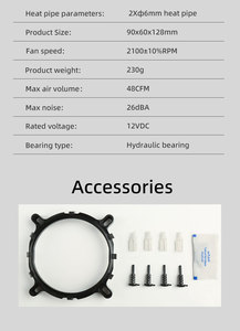 Oem 2*6mm Chất lỏng mang đồng & nhôm tản nhiệt 4 pin 90mm yên tĩnh Intel <span class=keywords><strong>LGA</strong></span> 1700 1200 115x <span class=keywords><strong>1366</strong></span> 775 xử lý Quạt làm mát - Product Image 6