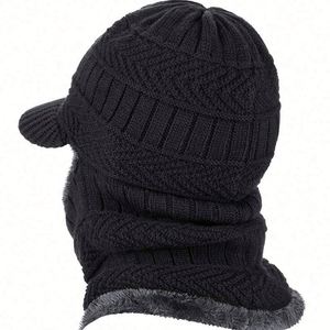 Bonnet d'hiver en laine pour hommes et femmes, cagoule, masque, écharpe, bonnet tricoté - Product Image 2