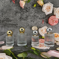Botol Parfum Kaca Bergaris Sederhana dan Elegan, Mewah, Bulat, 30ml 50ml, Pompa Parfum Transparan, Semprotan Kabut Perak Mengkilap, Produsen