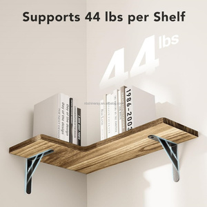 Étagères murales en bois à 2 niveaux en forme de L, <span class=keywords><strong>design</strong></span> flexible, étagères flottantes d'angle pour la décoration de la maison - Product Image 4