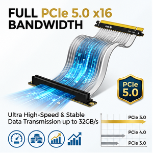 Кабель-удлинитель PCIe 5.0 X16 для GPU, плоский, гибкий, экранированный, 45/60 см, 32 ГБ/с, для вертикальных майнинг-ферм SFF PC - Product Image 2