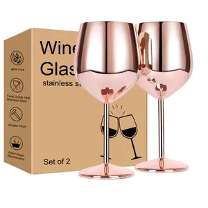 WOTOR Stainless Steel Wine Glasses Set of 4, 18oz Unbreakable & Portable  Stemmed Metal (Silver)