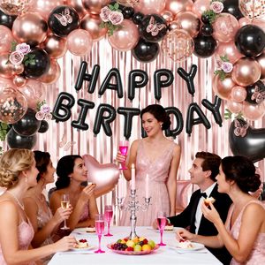 <span class=keywords><strong>Kit</strong></span> d'arche de ballons en papier métallisé or rose avec lettres « Happy Birthday » noires de 16 pouces pour fête d'<span class=keywords><strong>anniversaire</strong></span> de <span class=keywords><strong>fille</strong></span> - Product Image 4