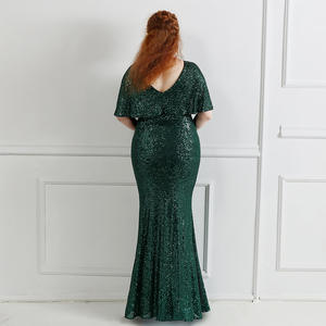 فستان مثير برقبة على شكل حرف V وأكمام لحورية البحر فستان حفلة موسيقية رسمي للسيدات عشاء أنيق بترتر ذيل سمكة مقاس كبير فستان سهرة للنساء - Product Image 6