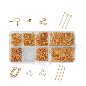 Jewelry Making Kit Bronze Gold Plated <b>Mixed</b> Shapes For Earring Making <b>Box</b> Pack KT0022 - Product Image 2