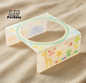 2025 diskon besar dudukan akrilik berbentuk bunga Anti-tip hewan peliharaan kucing dan anjing penggunaan ganda keramik mangkuk Tunggal - Product Image 3