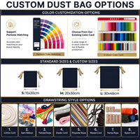 Sac en coton écologique avec cordon de serrage, pochette à ruban noir pour le stockage de parfums, sérums et crèmes, emballage de vente au détail, impression personnalisée