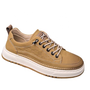 Chunky <b>Shoes</b> Men Thick Sole Genuine Leather Square Toe Lace up Running <b>Shoes</b> All Seasons Mesh Lining Rubber Outsole EVA Midsole - Product Image 1