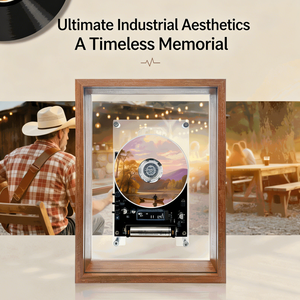 Transparent Wooden <b>Frame</b> <b>CD</b> Player with BT Built in Battery Digital <b>Display</b> Artistic Desktop Decor Music Player for Home Office - Product Image 6