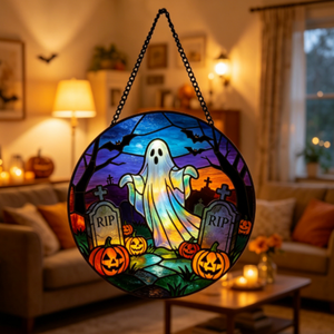 Best-selling Custom <b>Christmas</b>-themed Glass Animal Pattern Laser Cut Pendant Home Garden Outdoor Handmade Window Decoration - Product Image 1