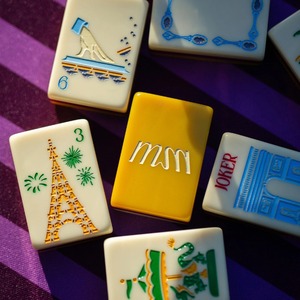 Tuiles de mahjong imprimées avec des paysages européens, motif floral de la <span class=keywords><strong>tour</strong></span> Eiffel, pour jeux de société sur table - Product Image 1
