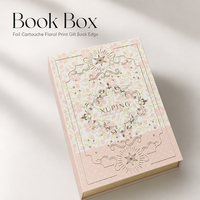 Boîte cadeau magnétique personnalisée style livre, imprimé floral, cartouche en feuille d'aluminium, bord doré, OEM