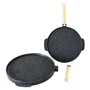 Die cast Aluminum Master Pan Double Sided Non-Stick Grill and Griddle Pan with Removable Handle flat griddle pan