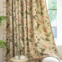 Tela de Cortina Estampada 100% Poliéster, Diseño Floral de Mariposas, Color Crema, Tela para Cortinas al por Mayor para Sala de Estar