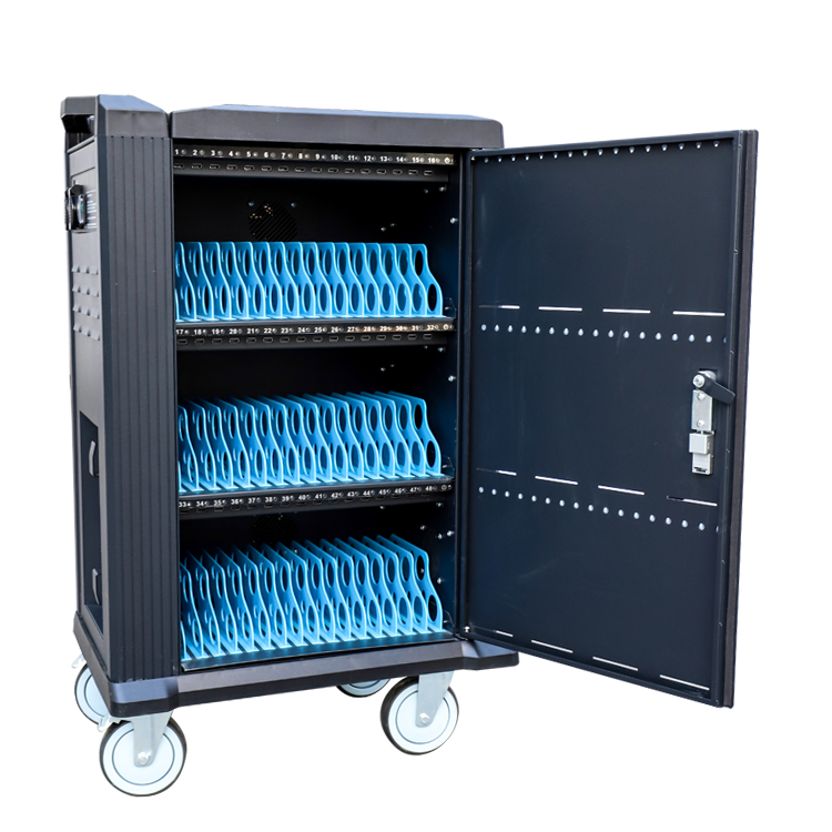 Обучающая тележка из холоднокатаной стали SPCC с одним открытым стеклянным дверцом, 48 каналов, USB-планшет, школьная Быстрая зарядка