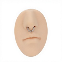 Cincin Hidung Titanium G23 Perhiasan Tindik CZ Bening Model Segmen Berengsel Lapis Emas 18K Bentuk Kupu-kupu untuk Wanita Pria