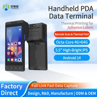 Nuevo PDA Android 14 con Pantalla Táctil IPS de 5.5'', Terminal de Datos con Impresora de Etiquetas Adhesivas y Escáner de Código de Barras
