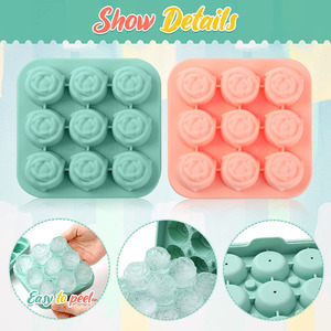 Dễ dàng phát hành Rose Shaped 6 khoang <span class=keywords><strong>Ice</strong></span> <span class=keywords><strong>Cube</strong></span> Tray <span class=keywords><strong>Silicone</strong></span> <span class=keywords><strong>Ice</strong></span> Tray Flower Shaped <span class=keywords><strong>Ice</strong></span> ball maker với bao gồm - Product Image 6