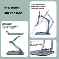 Support de bureau universel pliable pour deux téléphones/tablettes, portable, en alliage de zinc, pour diffusion en direct