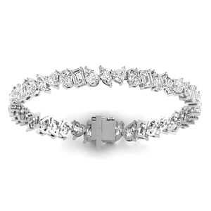 Brazalete de Tenis con Diamantes de Laboratorio de Formas Mixtas para Mujer, 8 Quilates, Color E, Claridad VVS2, Oro Blanco de 14K, Engaste de Puntas, Estilo Étnico, Certificado - Product Image 2