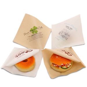 Sac en papier kraft triangulaire plat personnalisé avec logo imprimé, pochette de 5,9x5,9 pouces pour sandwich, gaufre, pain, doner, sushi, sucre, double compartiment - Product Image 4