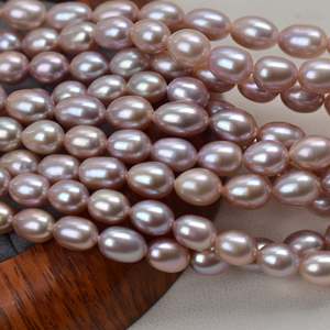 Perles en vrac naturelles d'eau douce en forme de riz, blanches naturelles, faites à la main, pour bijoux DIY, accessoires 7-8mm WENCHI - Product Image 4