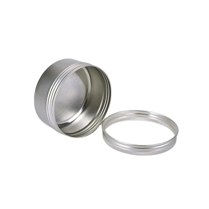 Atacado 50ml Alumínio Tin Empty Round Silver Storage Container para Tea Candy Pill Embalagem com Screw Lid Aluminium Box