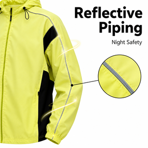 XINHUI Mens Hooded Full-Zip Color-Block <b>Track</b> <b>Jacket</b> Reflective Training <b>Jacket</b> Custom OEM ODM Wholesale Bulk Factory - Product Image 4