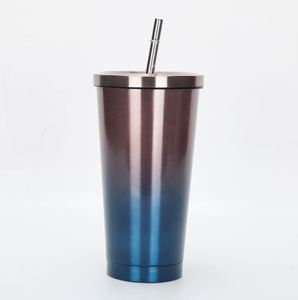 Bouteille d'eau isotherme à double paroi en acier inoxydable avec paille - Product Image 6