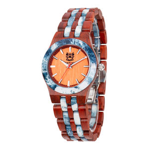 Montre analogique de luxe élégante à cadran en bois avec mouvement <span class=keywords><strong>Seiko</strong></span> Design en verre étanche et résistant à l'eau avec face en quartz marbré - Product Image 2