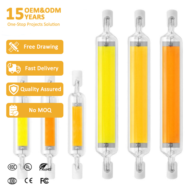 Ceramic Replace Halogen Bulb 50W Dimmable Flood Light 78MM 118MM R7S Cob Tube Light 3000K Outdoor ROHS Certified