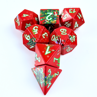 Juego de 7 dados acrílicos para regalo de Navidad, dados con números en blanco y verde con bordes afilados para juegos de DND y fiestas navideñas, venta al por mayor con MOQ bajo
