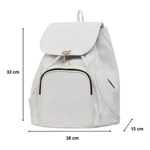 Mochila de Cuero PU Blanca para Mujer Fana Jezabel, 15L, Moderna, para Uso Diario, Bolso de Hombro, Ligera, Forma Cuadrada, para Verano - Product Image 3