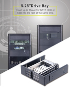 Unestech ST5534B Rack Móvil para Discos Duros/SSD SATA de 2.5 Pulgadas y 3 Bahías con Bloqueo para Bahía de Unidad Óptica