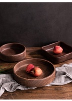 Bol rond en noyer noir entièrement en bois, éco-responsable, ajouré, empilable, pour fruits secs