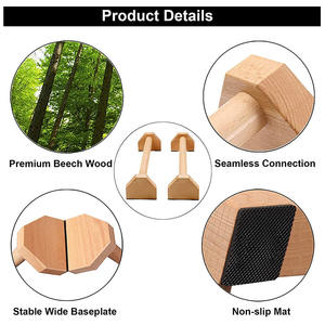 FDFIT Barra de realce de madera Dip slip Floor Pushup Manijas giratorias Home Fitness Push up Stands - Product Image 4