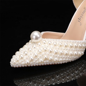 Sandales à Talons Aiguilles de 8 cm Ornées de Perles Bout <span class=keywords><strong>Fermé</strong></span> pour Mariage, Soirée, Robe, avec Bride Cheville pour Femme - Product Image 3