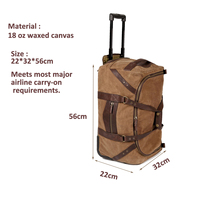 Sac de voyage à roulettes en toile cirée MGB, sac de sport premium, valise à roulettes, sac de week-end, sac de sport pour homme