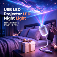 6 Projektionsfolien Galaxie-Sternprojektor Nachtlicht ABS-Material USB-Betrieben Einstellbare Helligkeit Mini-Projektor für Schlafzimmer