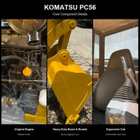 Mini-excavatrice Komatsu PC56 pour la construction, excavatrice hydraulique sur chenilles, 5 tonnes, 6 tonnes, machine de terrassement compacte d'origine japonaise