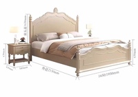 Lit classique en bois massif sculpté à la main de style français, lit de luxe pour villa, chambre à coucher, lit de mariage, lit classique gain de place